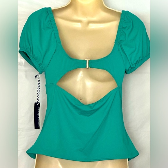Sonnet Shores - Green Ruffle Sleeves Tankini Swimsuit With Removable Cups Size 6 - Picture 2 of 5